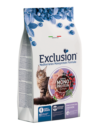 Exclusion - Exclusion Düşük Tahıllı Monoprotein İri Irk İçin Tavuklu Kısırlaştırılmış Kedi Maması