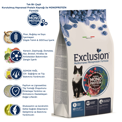 Exclusion Düşük Tahıllı Monoprotein Sığır Etli Kısırlaştırılmış Kedi Maması